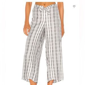 L Space Revolve Striped Wide Leg Cropped Tie Waist Lana Pant Cover Up Gray SP